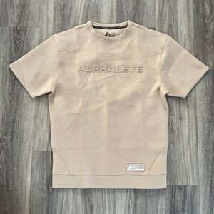 Alphalete Tan Crew Scuba Short Sleeve Sweatshirt Medium